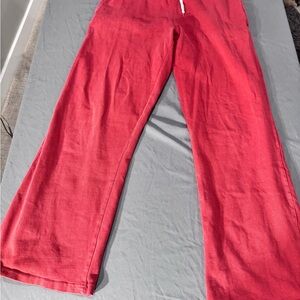 Brandy Melville Red Elastic Waist Pants